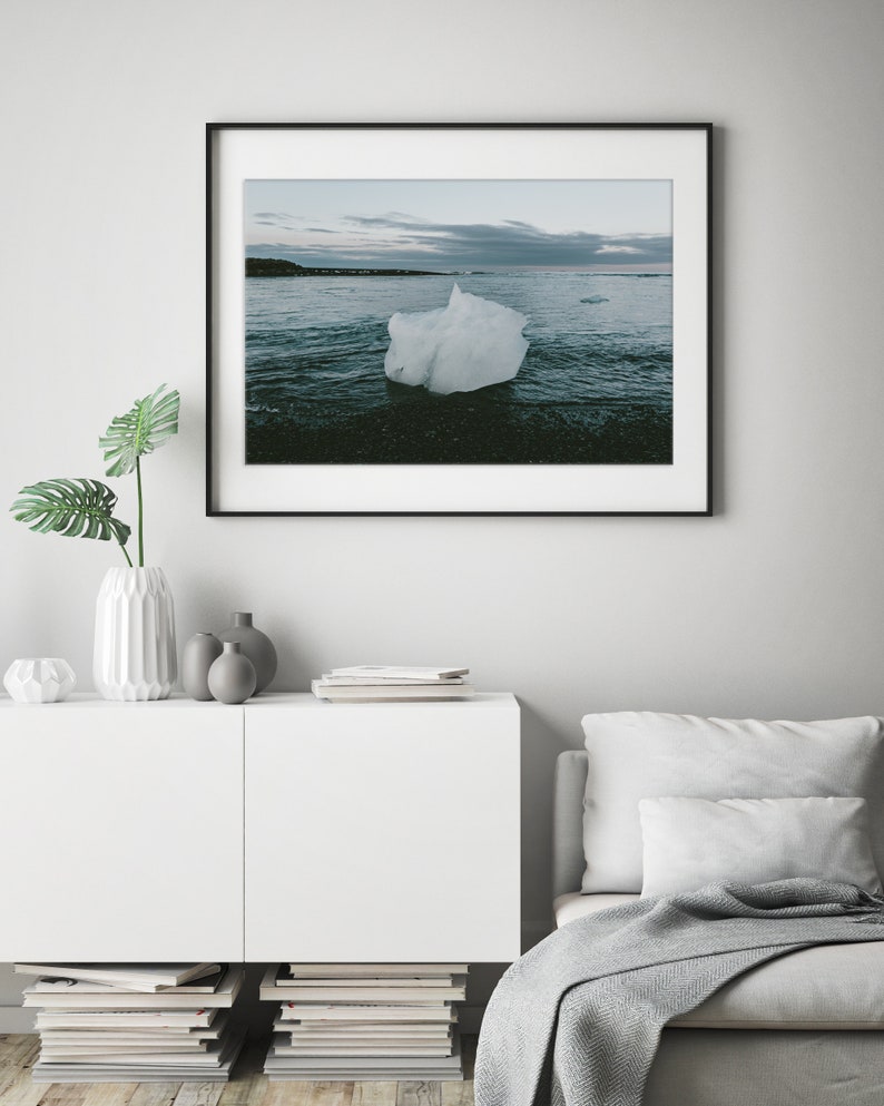 Jökulsárlón, Diamond Beach, Glacial Lagoon, Iceland Wall Art, Fine Art Print, Minimalist Wall Art Print, Modern Scandinavian Wall Decor image 2