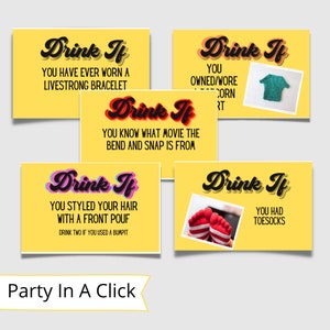 2000s Party Drink If | 2000 Theme Y2K Party Game | Y2K Birthday Drinking Games and y2k Party supplies | 00s Party