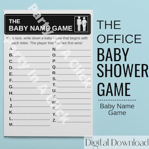 The Office TV Show Baby Shower Baby Name Game, The Office Baby Shower Decorations, Baby Shower Games, Sprinkle Party, Gender Reveal Party,