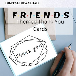 Friends Themed Thank You Cards  For Baby Showers Bridal Shower Bachelorette Party | Printable