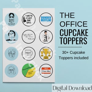 The Office Themed Cupcake Toppers | The Office Theme Bachelorette Party, The Office Tv Show Baby Shower | Printable Labels | Party Decor