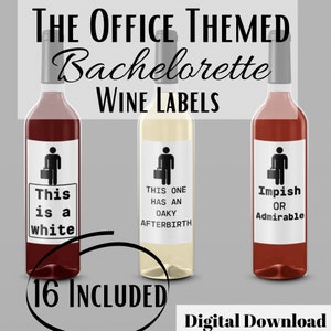 The Office TV Show Themed Wine Labels | The Office Theme Party Bachelorette  | Printable Wine Labels | Party Decor