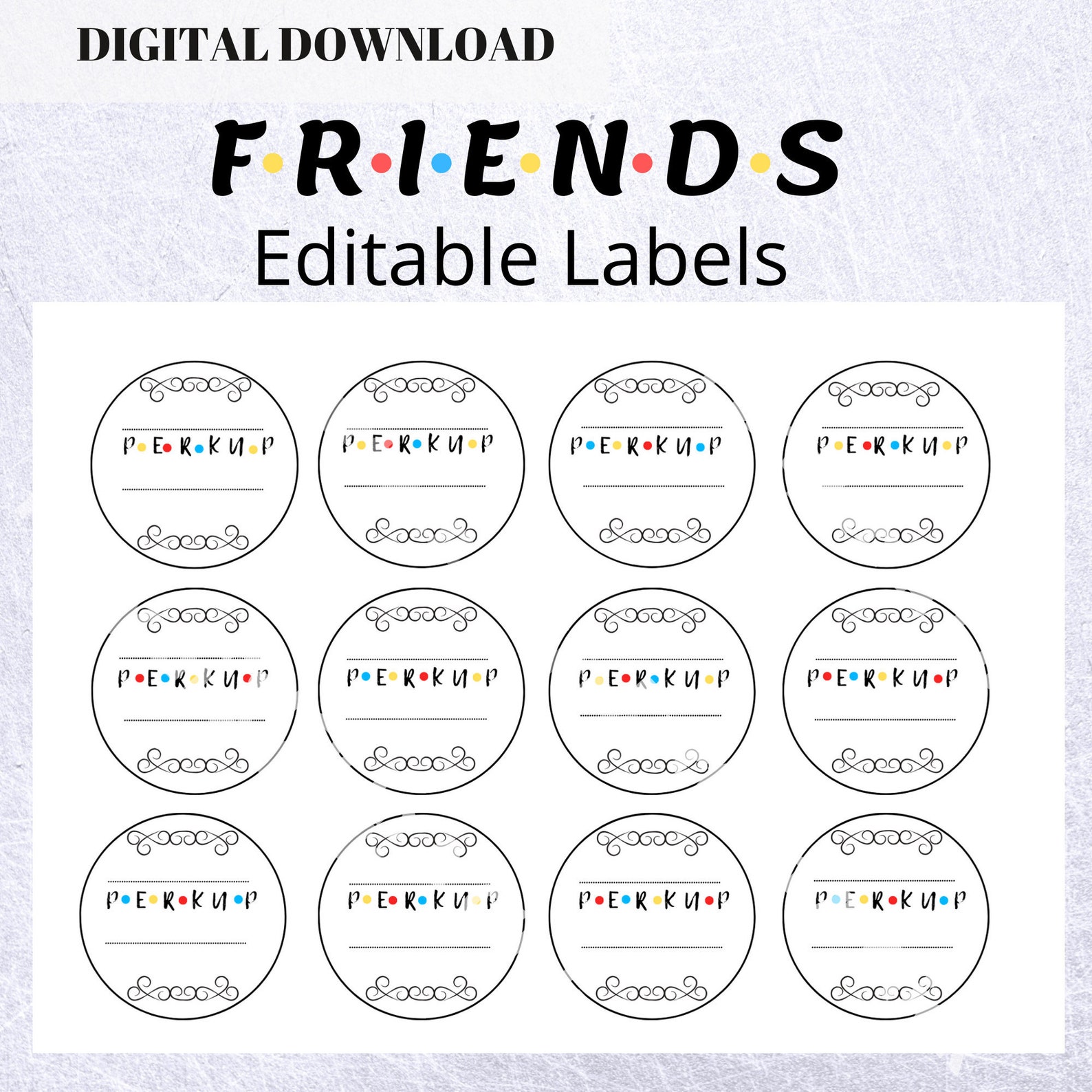 PRINTABLE Friends Themed Favor Tags Bachelorette and Bridal Etsy