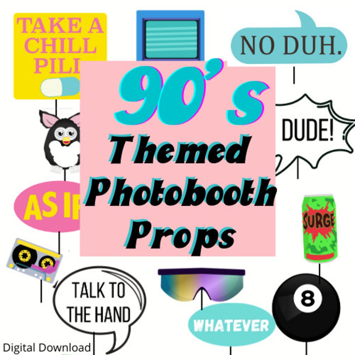 90s Themed Party Bundle 90s Themed Drinking Game Nineties | Etsy