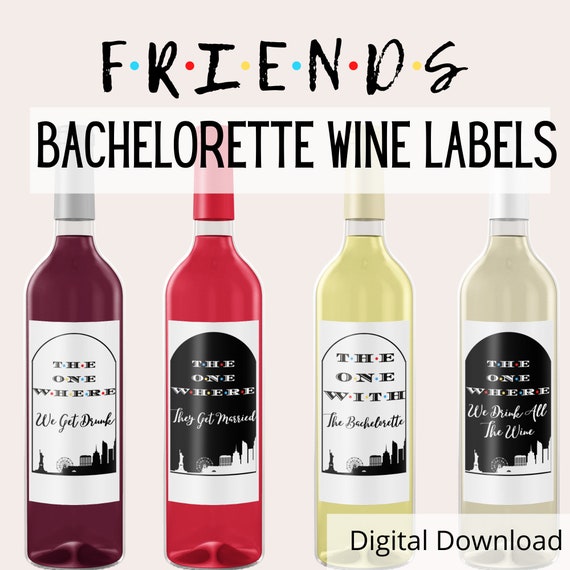 Friends TV Show Bachelorette Wine Labels | Hen Party (Printable)