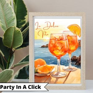 Aperol Spritz Print, La Dolce Vita, Aperol Spritz Poster, Bar Cart Prints, Happy Hour Print