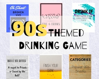 Nineties Retro Throwback Drinking Game| 90s Themed Party| 30th Birthday Party Ideas| Fun Drinking Games | Birthday Game