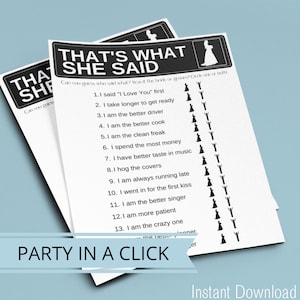 Die Büro-TV-Show-Brautparty-Das ist, was sie gesagt hat Spiel, Die Büro-Bachelorette-Spiele, Brautparty-Spiele, Bachelorette-Aktivitäten
