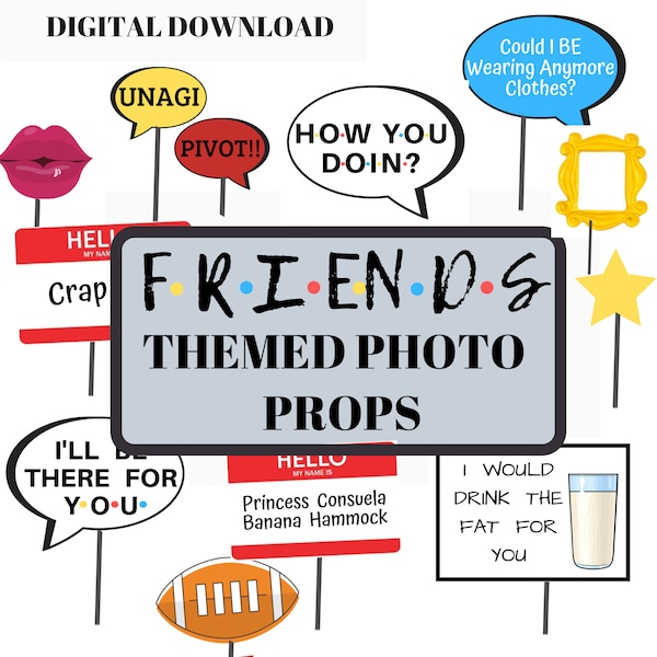 Friends Themed Photo Booth Props |Friends TV show  Birthday Party Theme