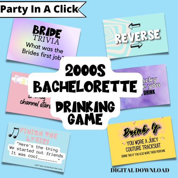 2000s Party | 2000 Theme Y2K Party Game | Y2K Bachelorette Drinking Games and y2k Decor | Retro Bachelorette |00s Party | Bachelorette Ideas