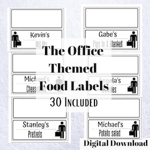 The Office Themed Food Labels Printable | The Office Theme Party Bachelorette Birthday Bridal Shower | Printable Labels | Party Decor