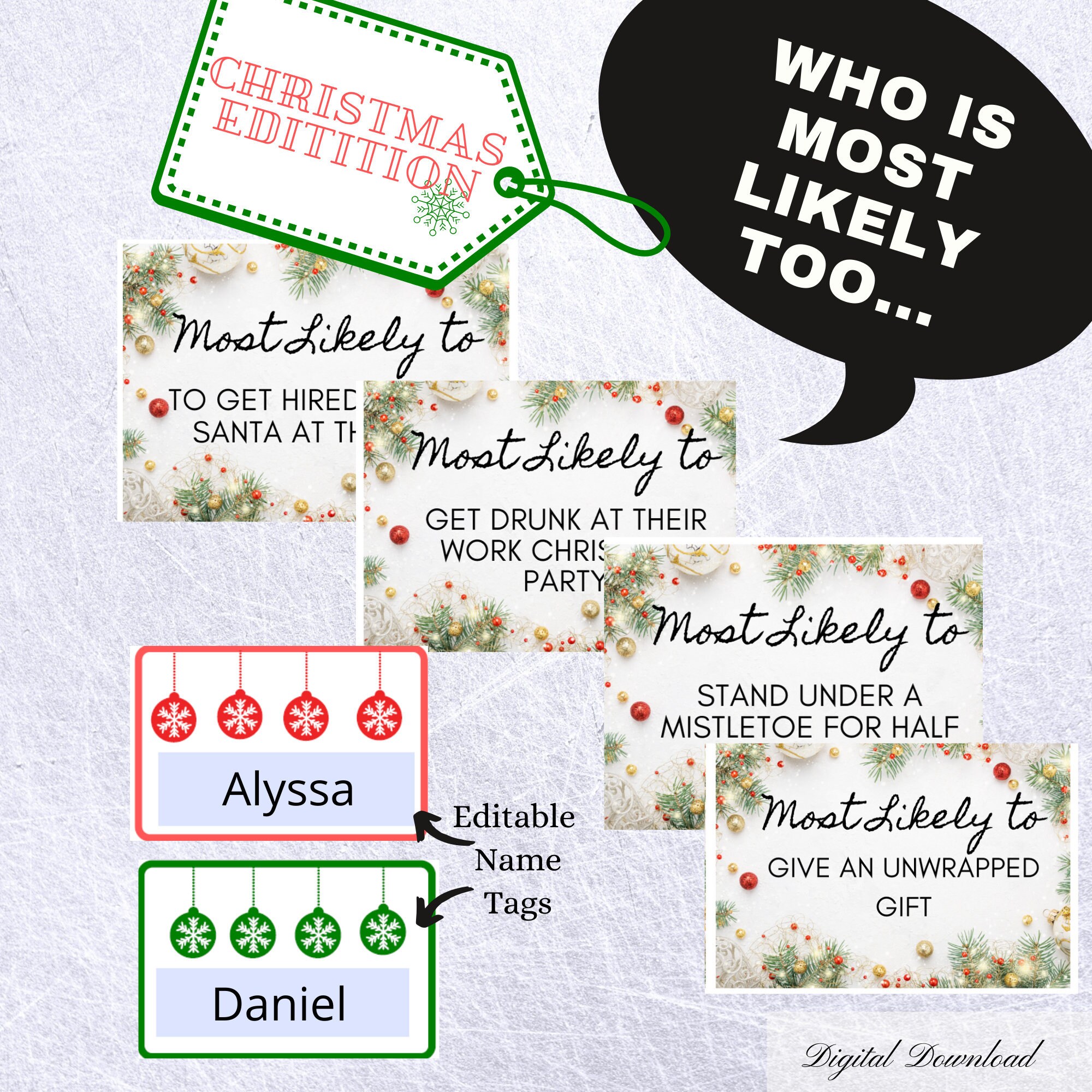 Christmas Drinking Game, Most Likely Too, Funny Adult Games, Fun