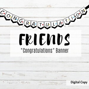 Banner a tema Congratulazioni Amici/Addio al nubilato, Fidanzamento, Laurea, Baby Shower/Decorazioni per feste stampabili