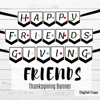 Striscione Glitterato Happy Friendsgiving – Decorazione Per Festa Del Ringraziamento