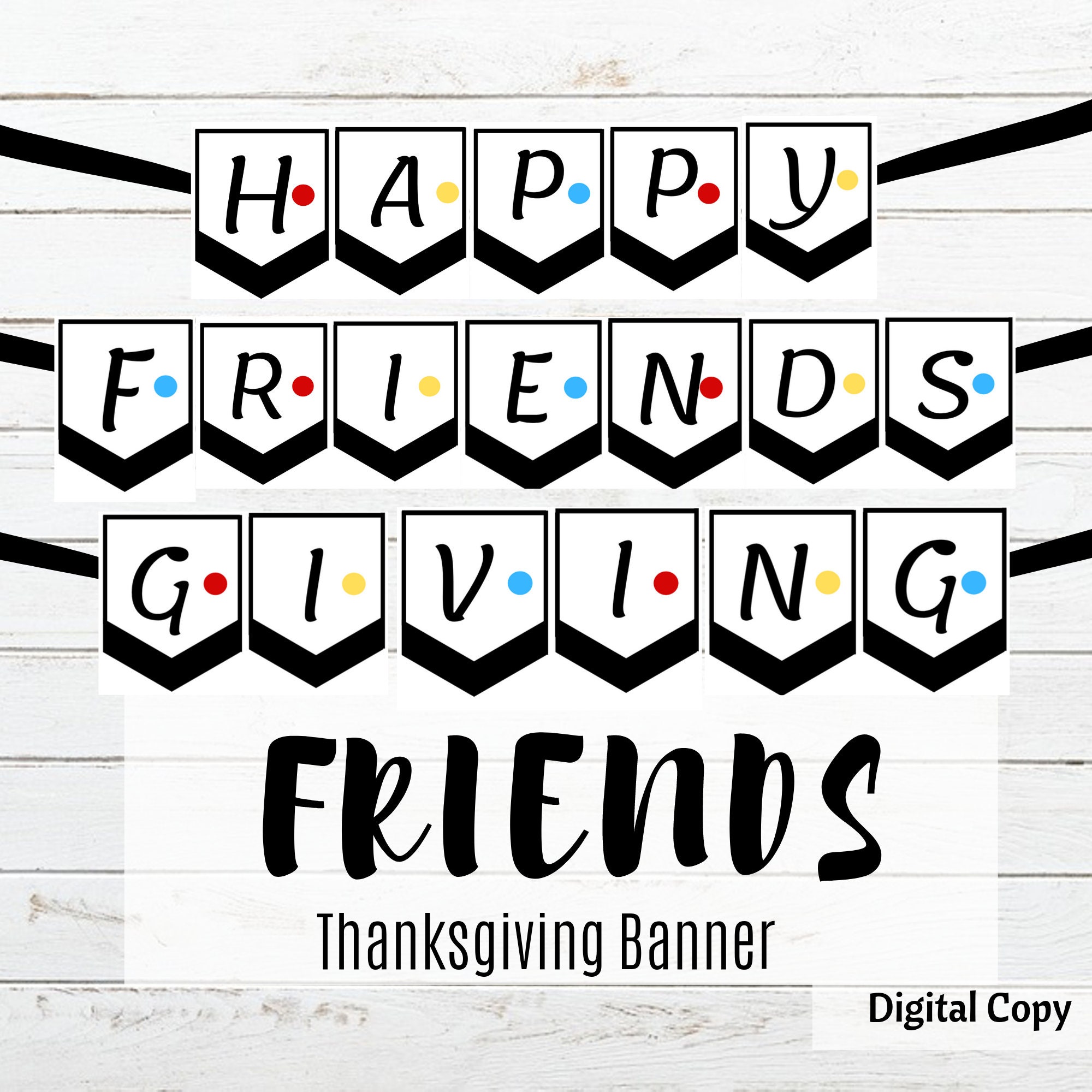 Striscione Glitterato Happy Friendsgiving – Decorazione Per Festa Del Ringraziamento