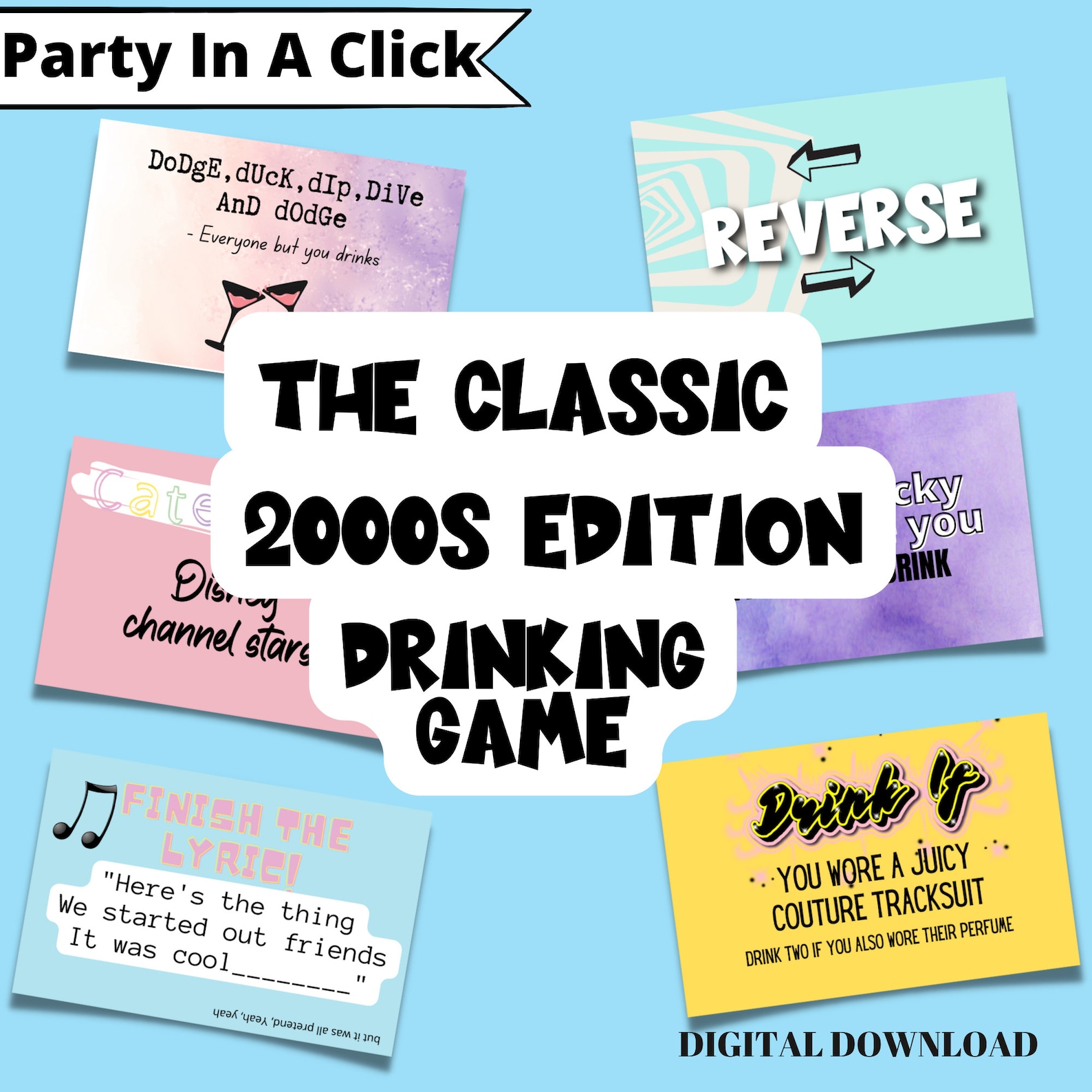 2000s Party 2000 Theme Y2K Party Game Y2K Drinking Games Etsy