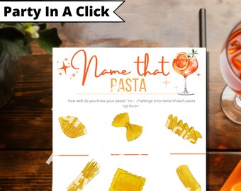 Gioco "Indovina il tipo di pasta" per addio al nubilato, tema Aperol Spritz (download digitale)