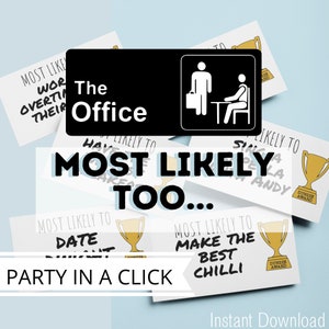 The Office TV Show Dundie Themed Drinking Game Most Likely To| Perfect For Bachelorette Games, Birthday Party | Printable Games | Digital