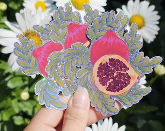 Glittery Pomegranate Sticker | Fruit Sticker | Glitter Sticker