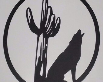 Cactus With Coyote Howling