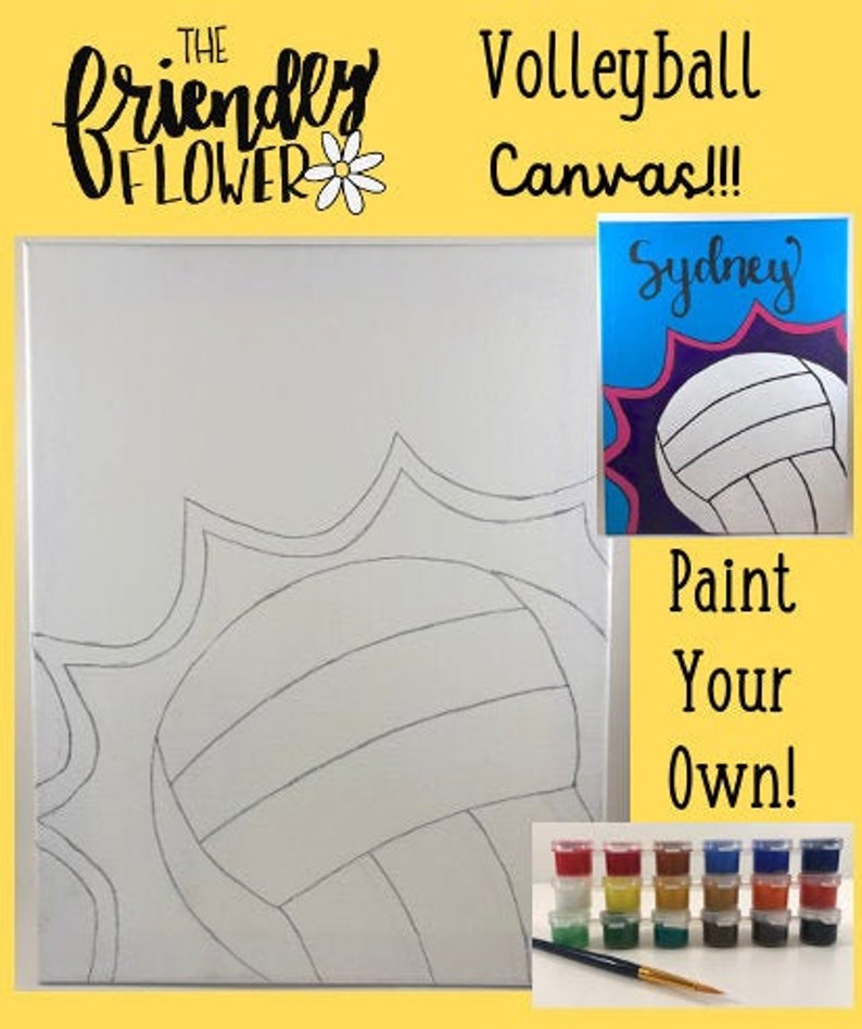 Volleyball Canvas Sketch, DIY Paint, Paint Party, Customizable, Athlete ...