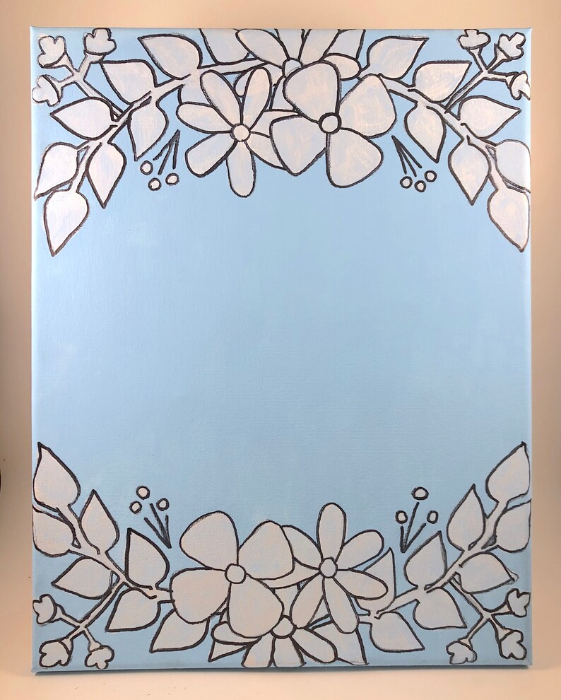 Pretty Floral Border Canvas Sketch PEINTURE DIY Paint Party Etsy France