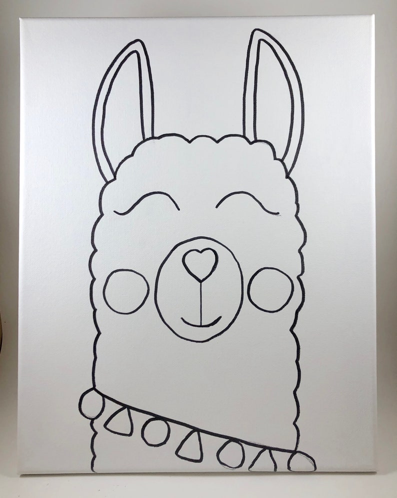 NEW CUTE Llama Canvas Sketch DIY Paint Paint Party - Etsy