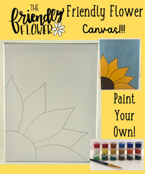 Flower Canvas Sketch, DIY Paint, Paint Party, Customizable 