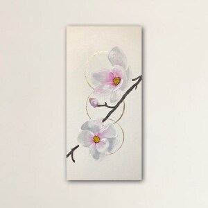Magnolias, original 10” x 20” acrylic painting