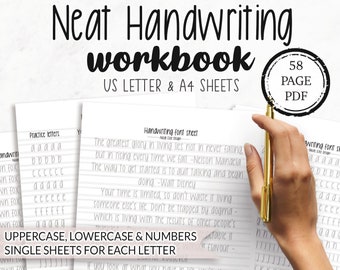 handwriting sheets etsy