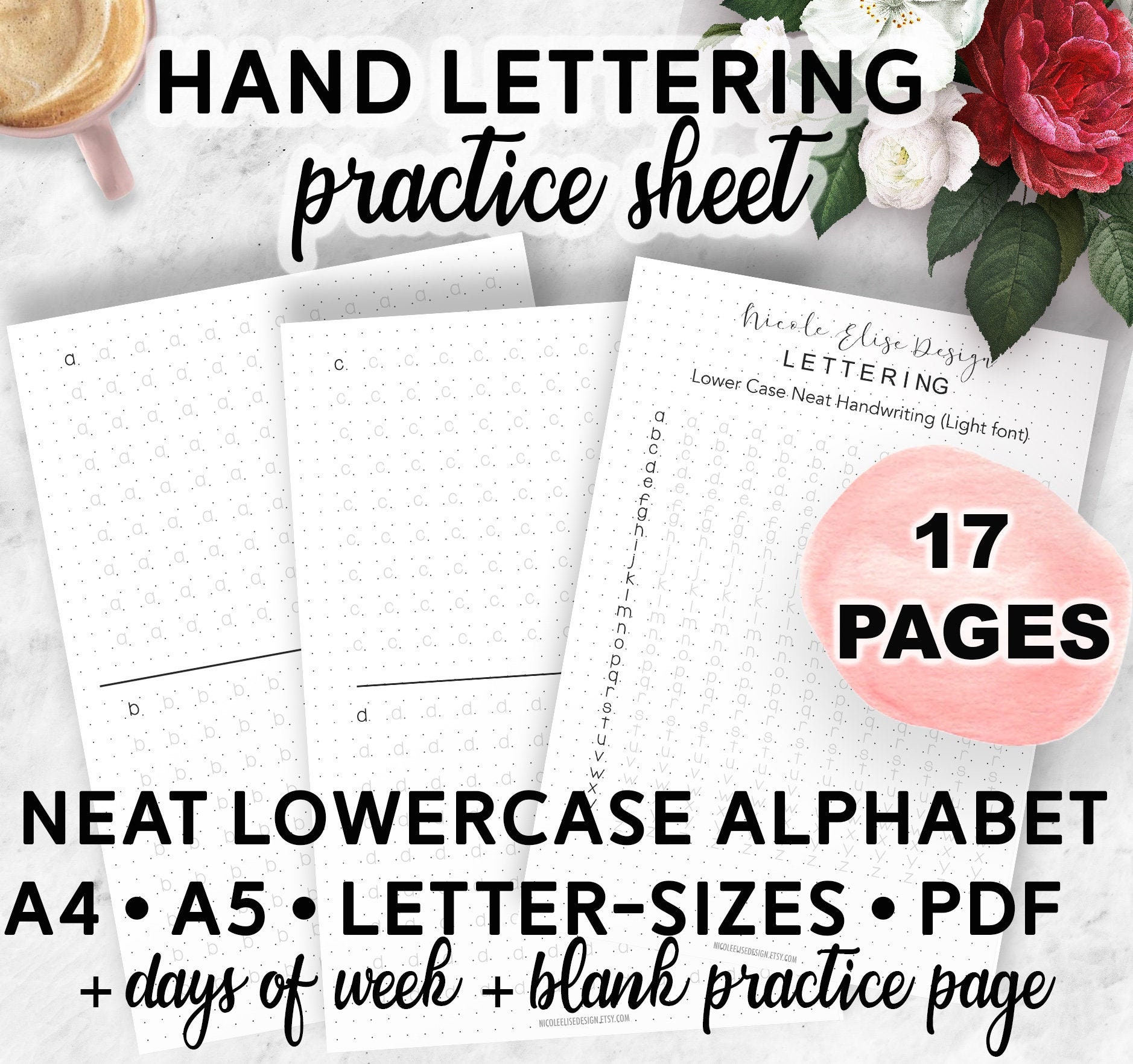 Lowercase Neat Handwriting Practice Sheet PDF Printable A4 A5 | Etsy