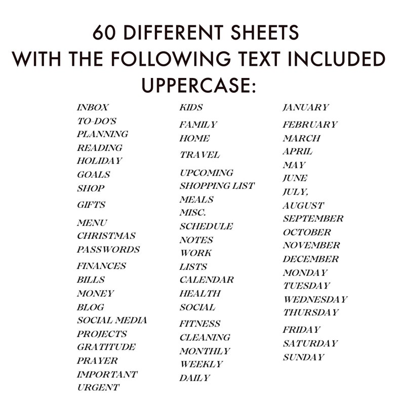 Dashboard Divider Tab Upper Lower Case Planner Section Etsy