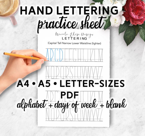 printable handwriting practice sheet pdf tall narrow low etsy