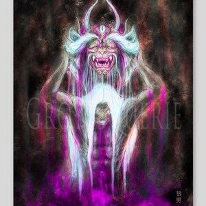 Becoming, DIGITAL PRINT DOWNLOAD, Fine Art by Ronin Werewolf, Dark, Gothic, Wall, Samurai, Demon, evil, Grotesquerie, Macabre, gift, yokai