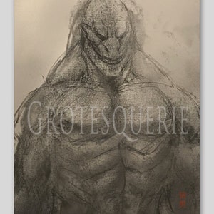 Lizard, Fine Art, DIGITAL, DOWNLOAD, Print, by Ronin Werewolf, Grotesquerie, Dark Art, Gothic, Wall Art, reptile, Alligator, Demon, Macabre
