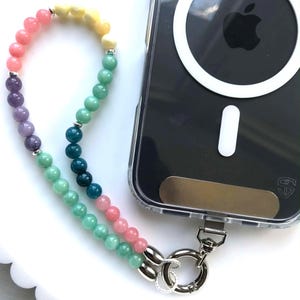 Dragonne pour téléphone en cristal de jade fait main, breloque de sac en pierres précieuses, bracelet multifonctionnel