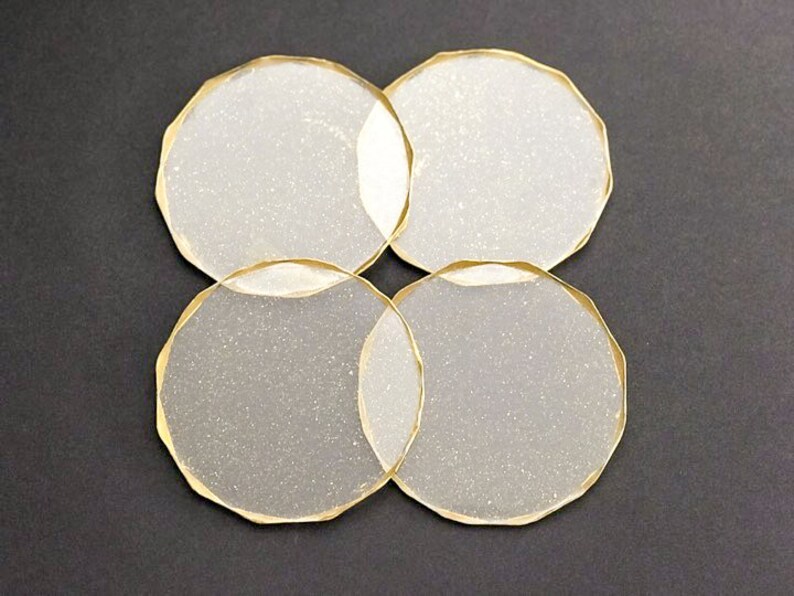 METALLIC GOLD COASTERS Oversized Coaster Set Gold Glitter Etsy UK