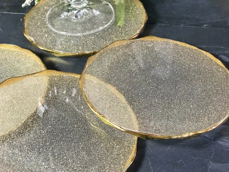 METALLIC GOLD COASTERS Oversized Coaster Set Gold Glitter Etsy UK