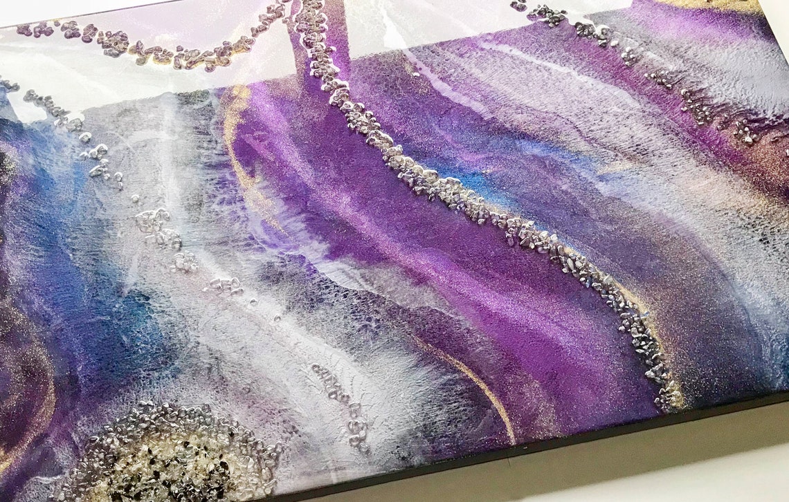 RESIN WALL ART Healing Crystal Art Clear Quartz Basswood Etsy