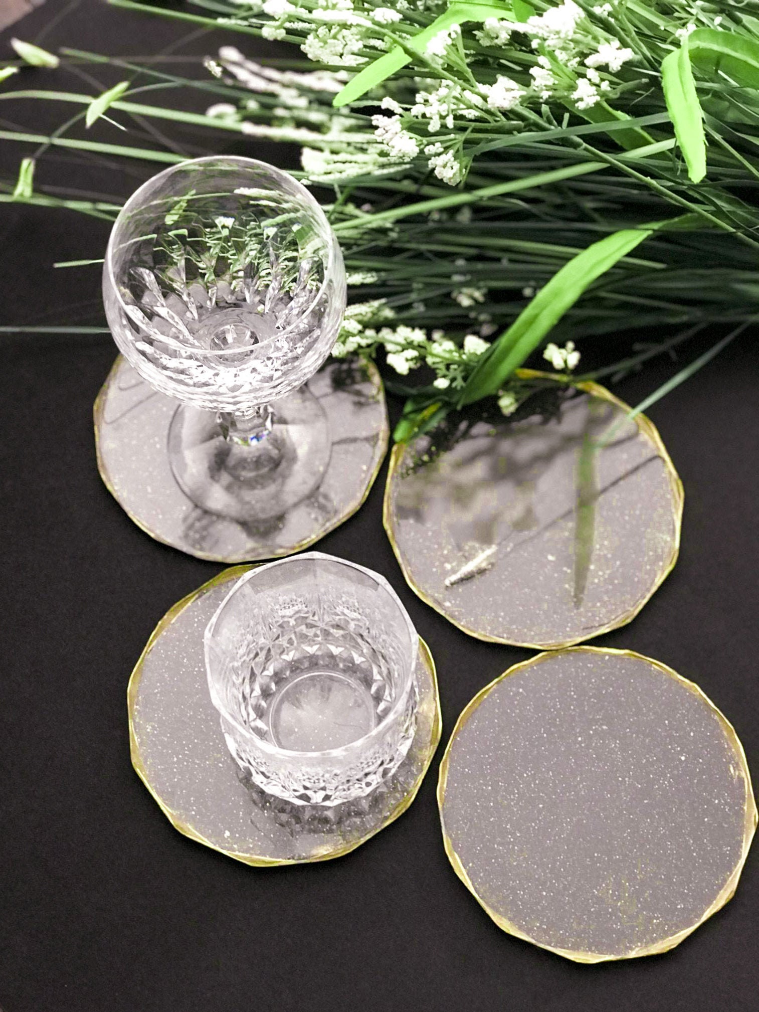 METALLIC GOLD COASTERS oversized coaster set gold glitter Etsy