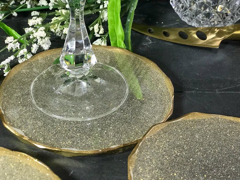 METALLIC GOLD COASTERS Oversized Coaster Set Gold Glitter Etsy UK
