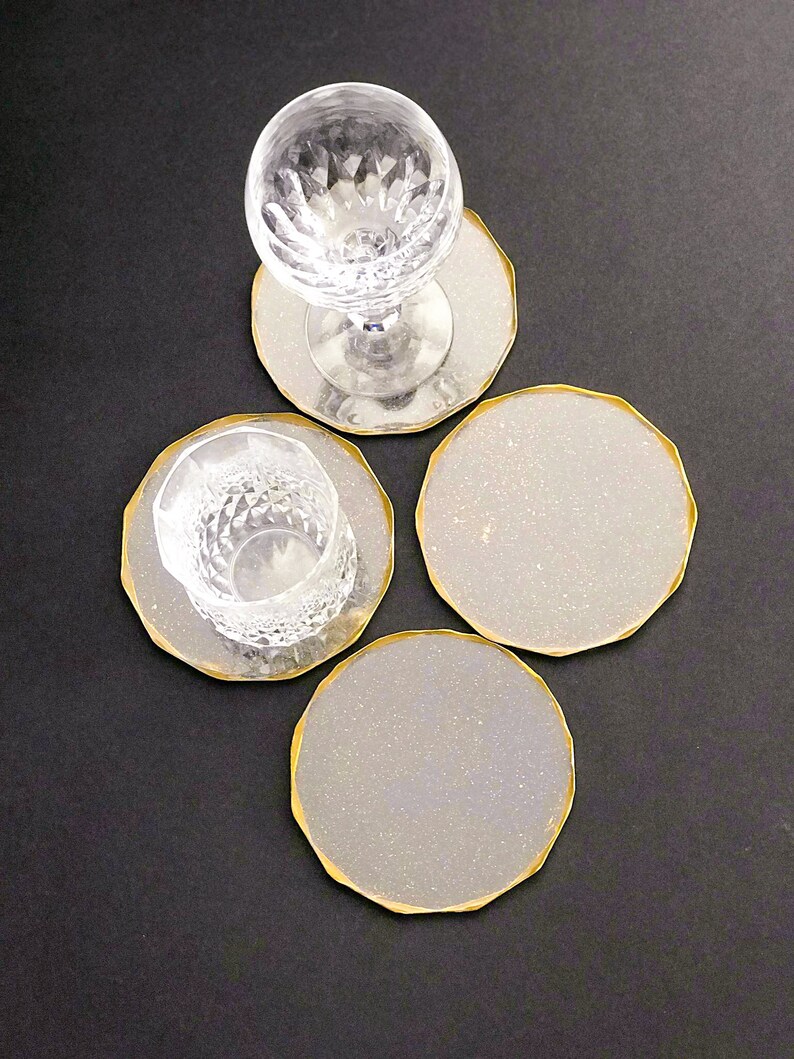 METALLIC GOLD COASTERS Oversized Coaster Set Gold Glitter Etsy UK