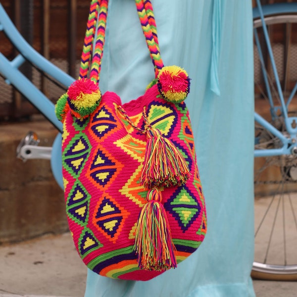 Large Wayuu Bag Wayuu Bag, Wayuu Beach Bag, Boho bag,  Women Bag, Travel Tote travel Bag, Crossbody Bag, Handmade Bag, Ethnic Crochet Bag