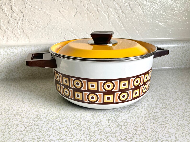 Large Enamel Stock Pot with Lid Vintage Siena Ware by Imperial Etsy