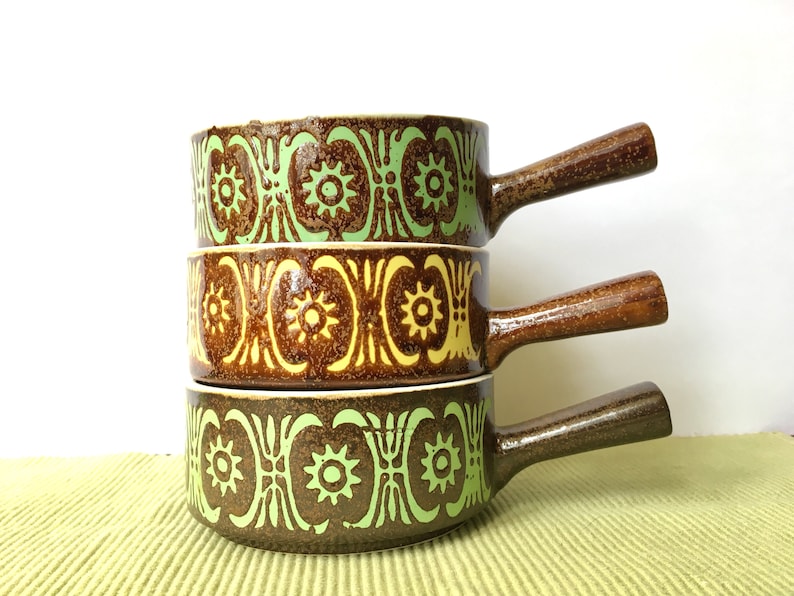 Otagiri Style French Onion Soup Bowls Set of Three Bowl With Handle Vintage Soup Dish