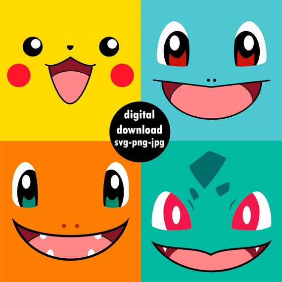 Pokemon Svg Png Eps Vector Files Pikachu Squirtle Charmander Etsy