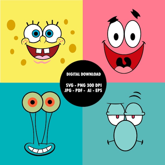 Download Spongebob svg spongebob outline svg spongebob vector | Etsy