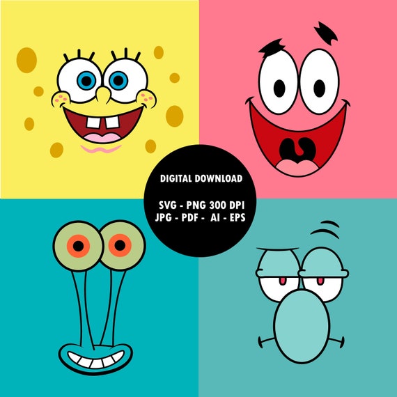 Download Spongebob svg spongebob outline svg spongebob vector | Etsy