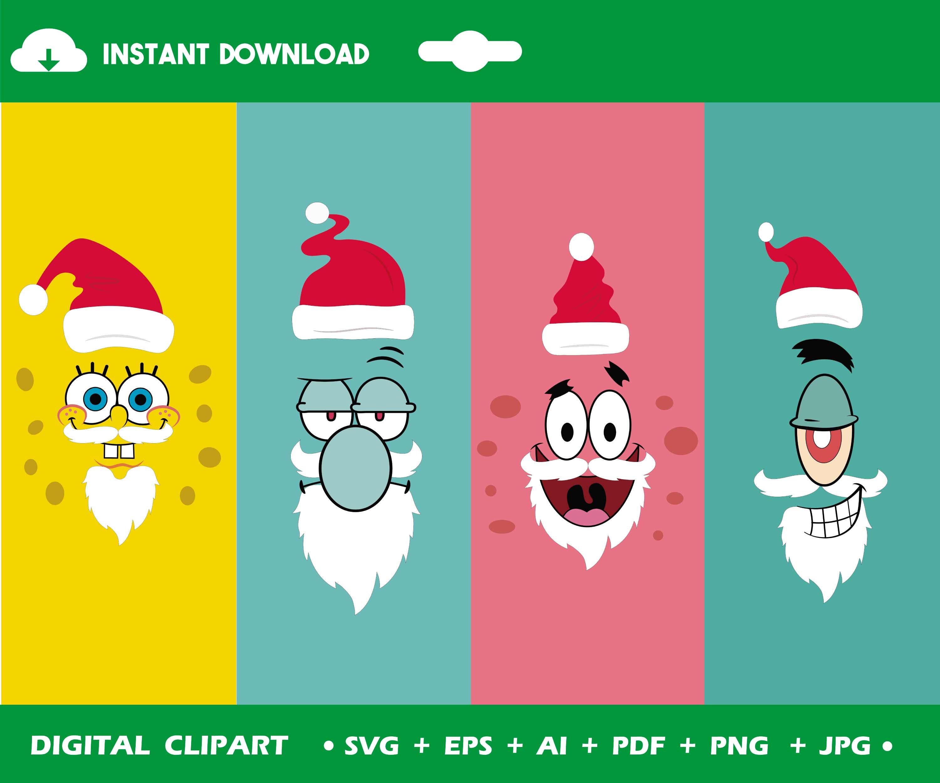 Download Spongebob Christmas Svg Spongebob Svg Spongebob Vector Etsy