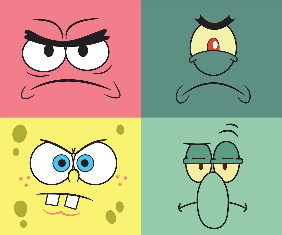 Spongebob characters bundle faces SVG PNG DXF eps layered Etsy